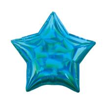 Balão Metalizado Estrela Holográfica Azul - 18 Polegadas