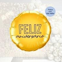 Balão Metalizado Feliz Aniversário Dourado - 45 x 45 cm - Animare - Valor Unitário