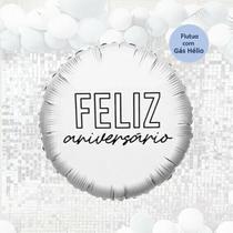 Balão Metalizado Feliz Aniversário Prata - 45 x 45 cm - Animare - Valor Unitário
