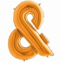 Balão Metalizado forma E comercial Dourado para festas e eventos 101 cm unidade - Cromus