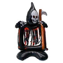 Balão Metalizado Formato Morte Com Foice Para Decoração De Halloween Dia Das Bruxas, Pica Pau