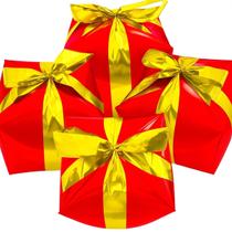 Balão Metalizado Formato Presente Vermelho Natal Aniversario 4D Gigante 65cm Balão Metalizado Formato Presente Vermelho Natal Aniversario 4D Gigante 65cm