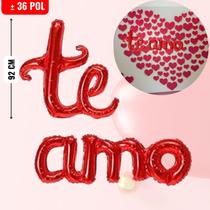 Balão Metalizado Frase Te Amo, 10 Balões Coração, Balão Love e Balão Trio Coração, Decoração Romântica,Dia Dos Namorados