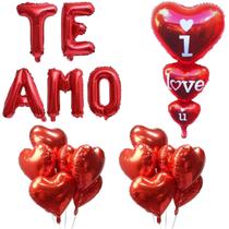 Balão Metalizado Frase Te Amo, 10 Balões Metalizados Coração, Balão Trio Coração, Decoração Romântica, Dia Dos Namorados
