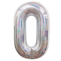 Balão Metalizado Holográfico número 0 Prata glitter Holográfico para aniversários e festas 101 cm Un Balão Metalizado Holográfico número 0 Prata glitter Holográfico para aniversários e festas 101 cm Un