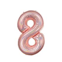 Balão Metalizado Holográfico número 8 Rosé Gold Holográfico para aniversários e festas 101 cm Un Balão Metalizado Holográfico número 8 Rosé Gold Holográfico para aniversários e festas 101 cm Un