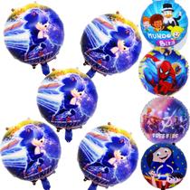 Balão Metalizado Homem Aranha, Sonic, Mundo Bita, Show Da Luna, Free Fire Redondo De 45cm, Balão Temático Metalizado - Balões Metalizado
