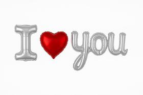 Balão Metalizado I Love You” Coração 108 x 57 cm 1 unidade (não flutua)