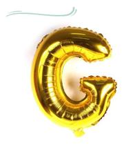 Balão Metalizado Letra G 40cm Com Palito Dourado