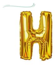 Balão Metalizado Letra H 40cm Com Palito Dourado