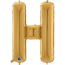 Balão Metalizado Letra H Dourado Ouro 26 Pol Grabo GB72722