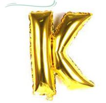 Balão Metalizado Letra K 40cm Com Palito Dourado