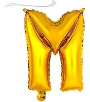 Balão Metalizado Letra M 40cm Com Palito Dourado