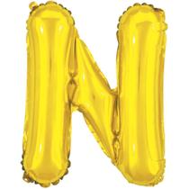 Balao Metalizado Letra N Dourado 40CM. Balao Metalizado Letra N Dourado 40CM.