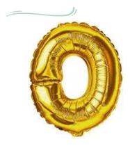 Balão Metalizado Letra O 40cm Com Palito Dourado