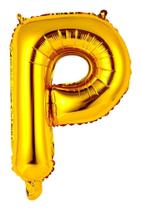 Balão Metalizado Letra P Ouro 16" (40cm) - Mundo Bizarro
