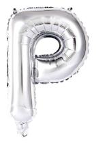 Balão Metalizado Letra P Prata 16" (40cm) - Mundo Bizarro
