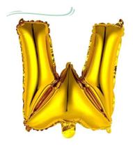 Balão Metalizado Letra W 40cm Com Palito Dourado