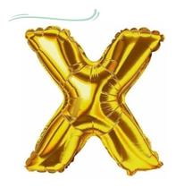Balão Metalizado Letra X 40cm Com Palito Dourado