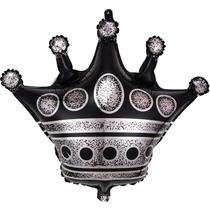 Balão Metalizado Mini Crown 16 polegadas em preto e prata