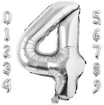Balão Metalizado Mylar Número 4 - 1m - Prata - Festa com Hélio Balão Metalizado Mylar Número 4 - 1m - Prata - Festa com Hélio
