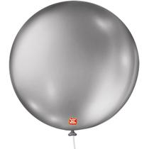 Balão Metalizado Nº05 Redondo Prata - Pacote com 25 Unidades