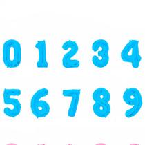 Balão metalizado numérico Azul n16" 40cm decoração festa