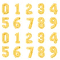 Balão metalizado numérico Dourado 16" 40cm decoração festa