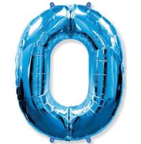 Balão Metalizado Número 0 Azul 16" (40cm) - Make+