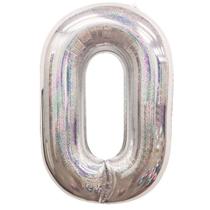 Balão Metalizado Número 0 Prata Nacarado - 70cm