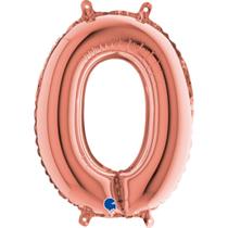 Balão Metalizado Número 0 Rosé Gold - 14'' (36 cm)