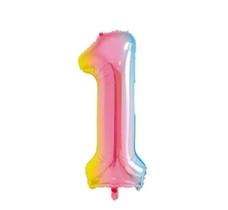 Balão Metalizado Número 1 Arco-Íris 16" (40cm) - Make+