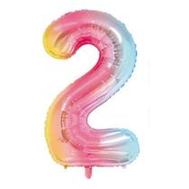Balão Metalizado Número 2 Arco-Íris 16" (40cm) - Make+ Balão Metalizado Número 2 Arco-Íris 16" (40cm) - Make+