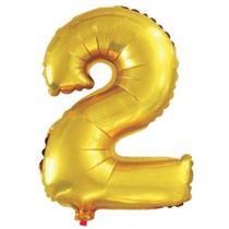 Balão Metalizado Numero 2 Dourado 40cm Balão Metalizado Numero 2 Dourado 40cm