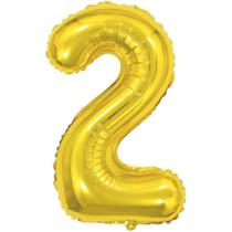 Balao Metalizado Numero 2 Dourado 40CM. Balao Metalizado Numero 2 Dourado 40CM.