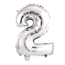 Balão Metalizado Número 2 Prata - 16'' (41 cm) Balão Metalizado Número 2 Prata - 16'' (41 cm)