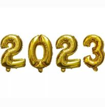 Balão Metalizado Numero 2023 Dourado 40cm Réveillon Ano Novo