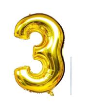 Balao Metalizado Numero 3 Dourado 261/3 - Yoss