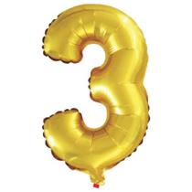 Balao metalizado numero 3 dourado 40cm uni- gala embalagens Balao metalizado numero 3 dourado 40cm uni- gala embalagens