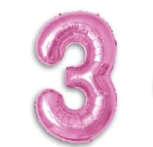 Balão Metalizado Número 3 Pink 16" (40cm) - Make+