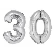 Balão Metalizado Número 30 Prata - 1 Metro