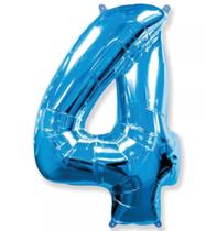 Balão Metalizado Número 4 Azul 16" (40cm) - Make+