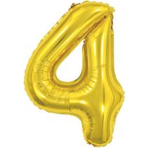 Balão Metalizado Número 4 Dourado 40Cm - GNA