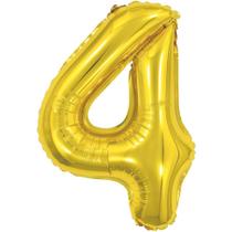 Balao Metalizado Numero 4 Dourado 40CM. Balao Metalizado Numero 4 Dourado 40CM.