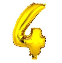 Balão Metalizado Número 4 Ouro 16" (40cm) - Make+
