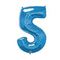 Balão Metalizado Número 5 azul Safira - 34 (86 cm)