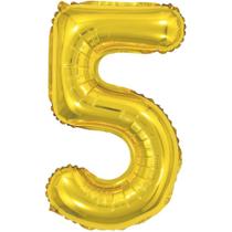 Balão Metalizado Número 5 Dourado 40CM