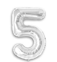 Balão Metalizado Numero 5 Prata 40" (100cm) - Make+