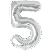Balão Metalizado Número 5 Prata 40CM Balão Metalizado Número 5 Prata 40CM