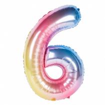 Balão Metalizado Número 6 Degradê 40cm